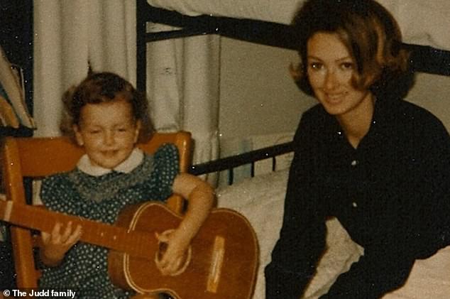 Wynonna Judd playing guitar as a young girl with her mother Naomi