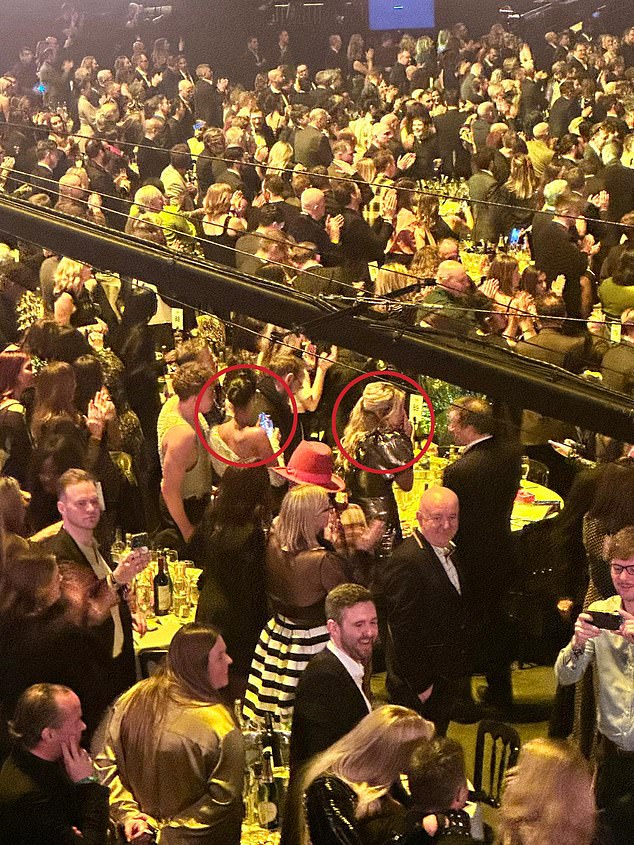 Awkward: Former Love Island host Laura Whitmore and the show's new presenter Maya Jama appeared to ignore each other while at the same table at the Brit Awards 2023