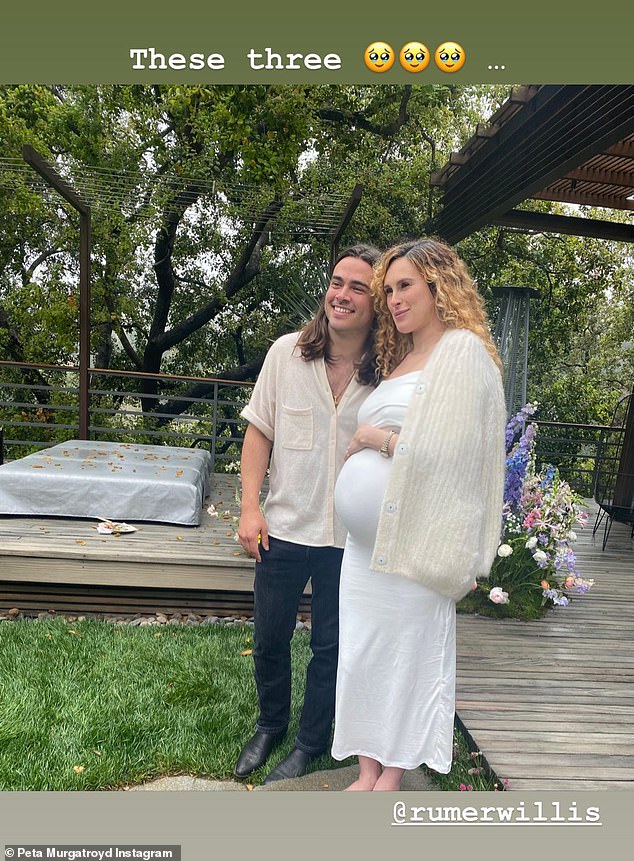 Special celebration: Rumer Willis, 34, was seen elegantly dressed for her baby shower in new Instagram photos shared by close pal, Peta Murgatroyd, on Saturday