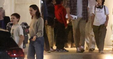 Ben Affleck was spotted on a joint family outing with his wife Jennifer Lopez and ex-wife Jennifer Garner in Los Angeles on Sunday