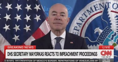 Homeland Security Secretary Alejandro Mayorkas said Wednesday that Texas Gov. Greg Abbott is at fault for the southern border crisis in deflecting blame away from the Biden administration as the DHS head faces impeachment in the House