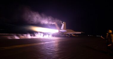 US Central Command released pictures of jets taking off for the mission over Yemen