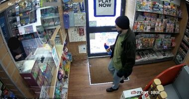 CCTV shows Pickering buying bleach from Cadoxton Stores at the end of his road