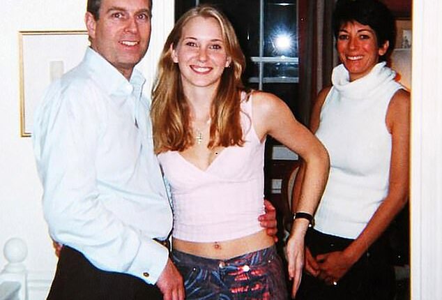 Prince Andrew accuser Virginia Giuffre claims she had sex with another foreign royal in the South of France when she was 17, but she did not know his name. She is shown with Andrew and Ghislaine Maxwell in 2001