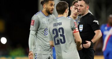 Dominic Calvert-Lewin was sent off during Everton's FA Cup third round tie with Crystal Palace