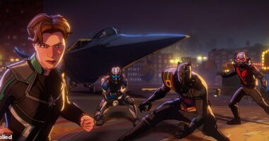 Season two of the gripping Marvel animated series What If...? was recently released on Disney+, with the show exploring mind-boggling hypothetical superhero scenarios. Pictured: Black Panther, Ant Man and other Marvel superheroes