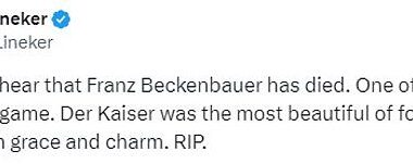 Gary Lineker was among many footballing greats paying tribute to Franz Beckenbauer