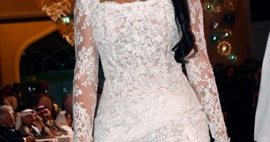 Georgina Rodriguez, 29, put on a VERY busty display as she wowed in white lace dress alongside Cristiano Ronaldo, 38, for the Globe Soccer Awards in Dubai on Friday