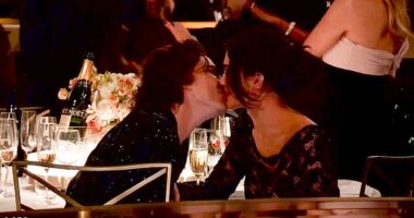 Timothee Chalamet brought girlfriend Kylie Jenner as his date to the 2024 Golden Globes on Sunday - with the pair packing on the PDA during a commercial break
