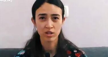 Noa, pictured, is seen to say: 'I am 26 years old and I live in Beersheba [southern Israel]'