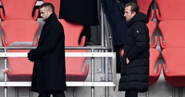 English players Eric Dier (left) and Harry Kane (right) joined the Bayern Munich players in paying tribute to German football legend Franz Beckenbauer at his memorial service