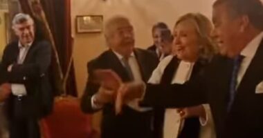 At first Clinton seemed to attempt the moves but she quickly gave up