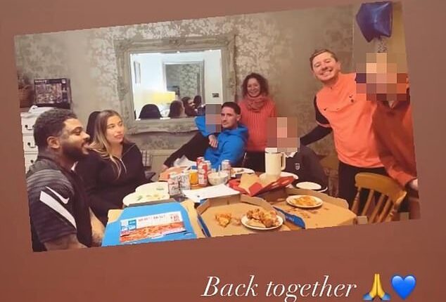 Bear's sister Hayley posted images of the family tucking into Domino's pizza