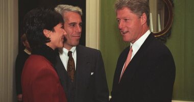 Bill Clinton is pictured greeting Ghislaine Maxwell and Jeffrey Epstein in the White House in 1993 and lawyers argue he enjoyed a 'close relationship with the pair'