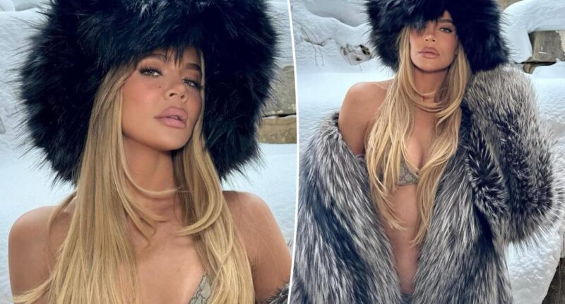 Khloé Kardashian hits the snow in $820 Gucci bikini and faux fur coat