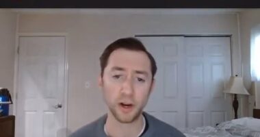 A grab from Justin Mohn's video which shows him display the decapitated head of his dad