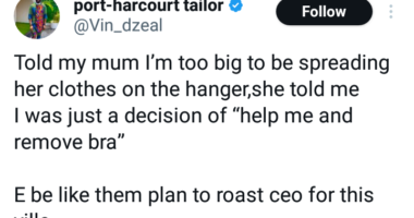 Nigerian man shares what his mother said after telling her he is too big to be spreading her clothes on the hanger