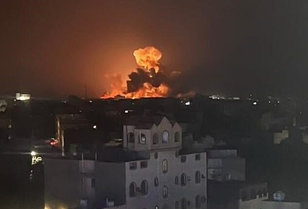 An unverified image appeared to show the result and British and US airstrikes in Yemen tonight