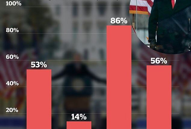 A new Washington Post/University of Maryland poll shows that only 14 percent of voters find Donald Trump 'responsible' for the January 6, 2021 Capitol riot amid rulings from states trying to keep him off the ballot over the 'insurrection' clause of the Constitution