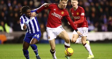 Rasmus Hojlund missed some great first half opportunities for Man United against Wigan