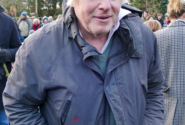 Boris Johnson and his wife Carrie Johnson were seen on a family day out in Brightwell cum Sotwell in Oxfordshire today as they joined a traditional Wassail Ceremony