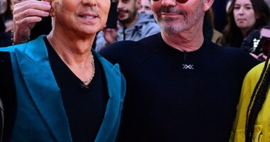 Simon Cowell poked fun at fellow judge Bruno Tonioli by tugging on his ear during the Britain's Got Talent photocall at London Palladium on Thursday afternoon