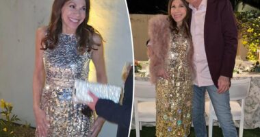 Theresa Nist glitters in gold sequins ahead of live 'Golden Bachelor' TV wedding to Gerry Turner