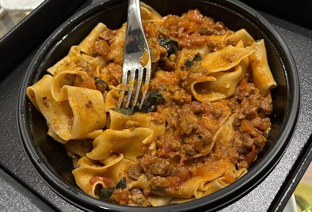 Ariane Sherine tried Brooklyn Beckham's pop-up restaurant. Pictured, his 12-hour slow cooked Wagyu Bolognese