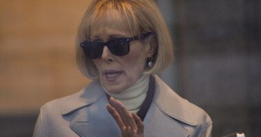 Donald Trump shook his head as rape accuser E. Jean Carroll told a New York court he 'shattered' her reputation by lying about sexually assaulting her and calling her a 'wack job'