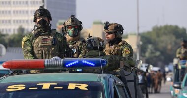 Iraqi security forces arrive to the site where Al-Nujaba senior commander Abu Taqwa Al-Saidi was killed in a US drone strike in Baghdad, Iraq on January 4