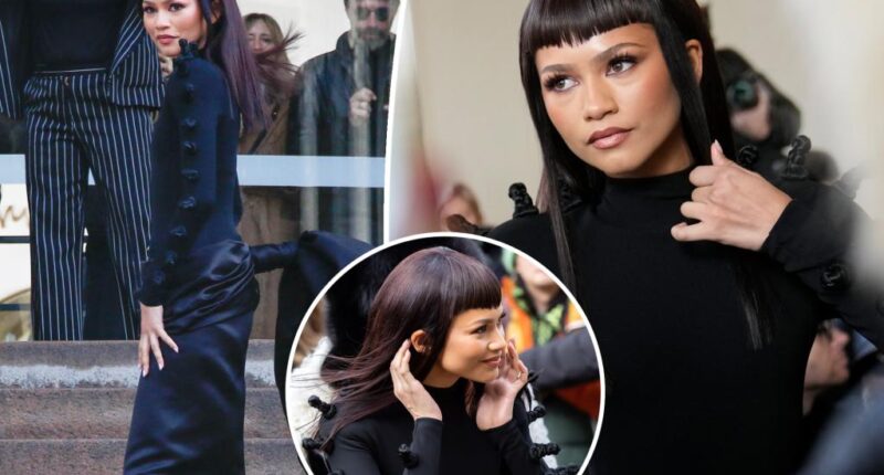 Zendaya rocks blunt bangs at Schiaparelli Paris Fashion Week show
