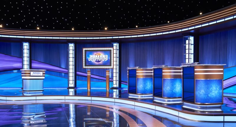 The empty Jeopardy! stage.
