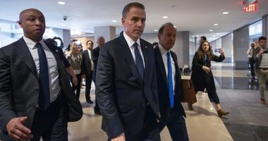 Hunter Biden, son of President Joe Biden, enters a federal building to before being deposed for an impeachment inquiry into his father