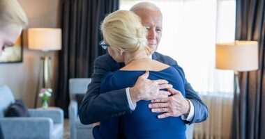 President Joe Biden hugs Navalny's widow Yulia Navalnaya in San Francisco yesterday