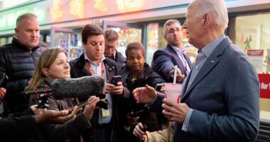 President Joe Biden told reporters Monday as he concluded his trip to Las Vegas that former President Donald Trump wanted to debate him because 'he's got nothing else to do.'  'If I were him I would want to debate me too,' the president said