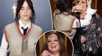 Billie Eilish signs Melissa McCarthy's face at 2024 SAG Awards