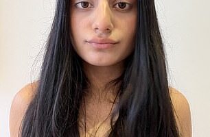 Alanah used a conventional hair dryer and pair of straighteners above