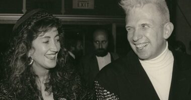 Fashion Week founder Lynne Franks with designer Jean Paul Gaultier