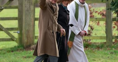 King Charles has been diagnosed with cancer , Buckingham Palace announced in a statement this evening. Above: Charles was last seen waving to well-wishers as he attended a service with his wife Queen Camilla at St Mary Magdalene Church in Sandringham, Norfolk, on Sunday