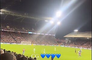 Connor Gallagher's girlfriend Aine Kennedy shared clips from the away end on Monday night