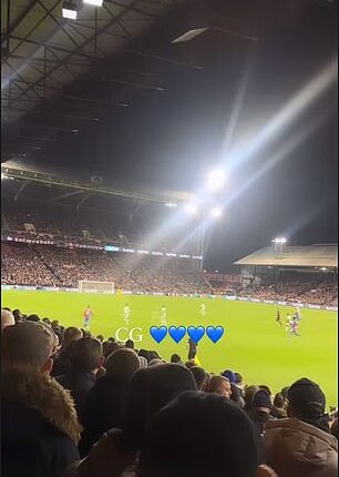 Connor Gallagher's girlfriend Aine Kennedy shared clips from the away end on Monday night