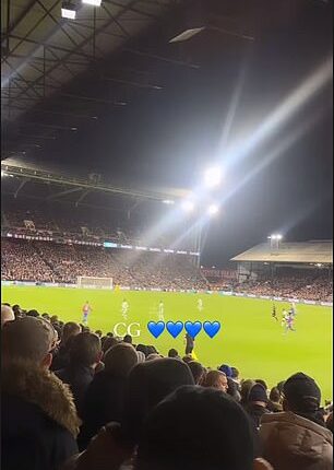 Connor Gallagher's girlfriend Aine Kennedy shared clips from the away end on Monday night