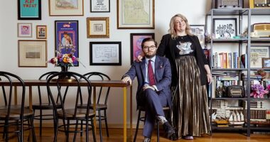 Left-leaning feminist Rosie Waterland was 30 when she met conservative commentator Caleb Bond when he was just 17. They have now gone their separate ways. Above, posing for a Good Weekend column about couples, 'The Two of Us', supplied with permission