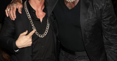 Dave Bautista revealed he has a 'huge man crush' on his Dune: Part Two co-star Josh Brolin; seen together on Sunday at the New York City premiere of Dune: Part Two