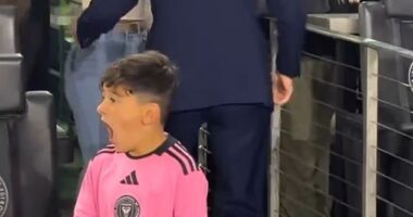 David Beckham greeted Lionel Messi's wife Antonela ahead of Inter Miami's season opener
