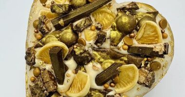 The 24-karat Magic gold heart-shaped doughnut is covered in 24-carat edible gold leaf, and costs a whopping £29.95