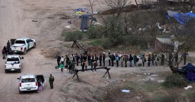 Another day at the border in Arizona's Tucson sector. Dozens of newly arrived migrants line up to be collected by Border Patrol Wednesday. It is the busiest sector of the border