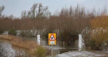 Flood warnings in place across England and Wales as heavy rain and strong winds