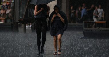 Sydney was lashed with heavy rain on Monday as a severe thunderstorm warning was issued
