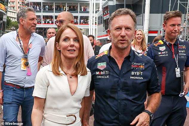 Christian Horner has been cleared following a Red Bull investigation (pictured with wife Geri Halliwell)